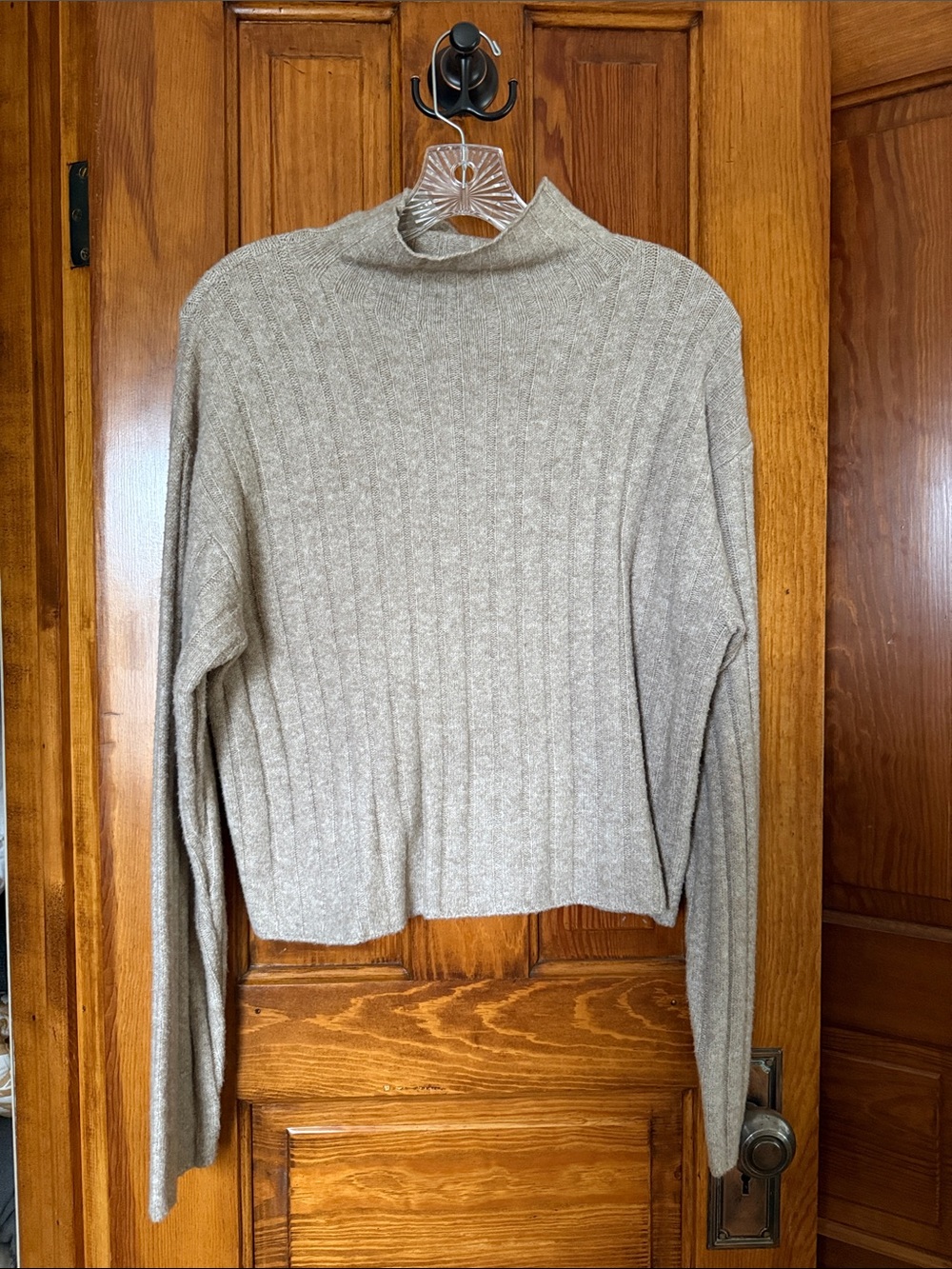 Universal Thread Ribbed Mock Neck Sweater in Taupe Heather